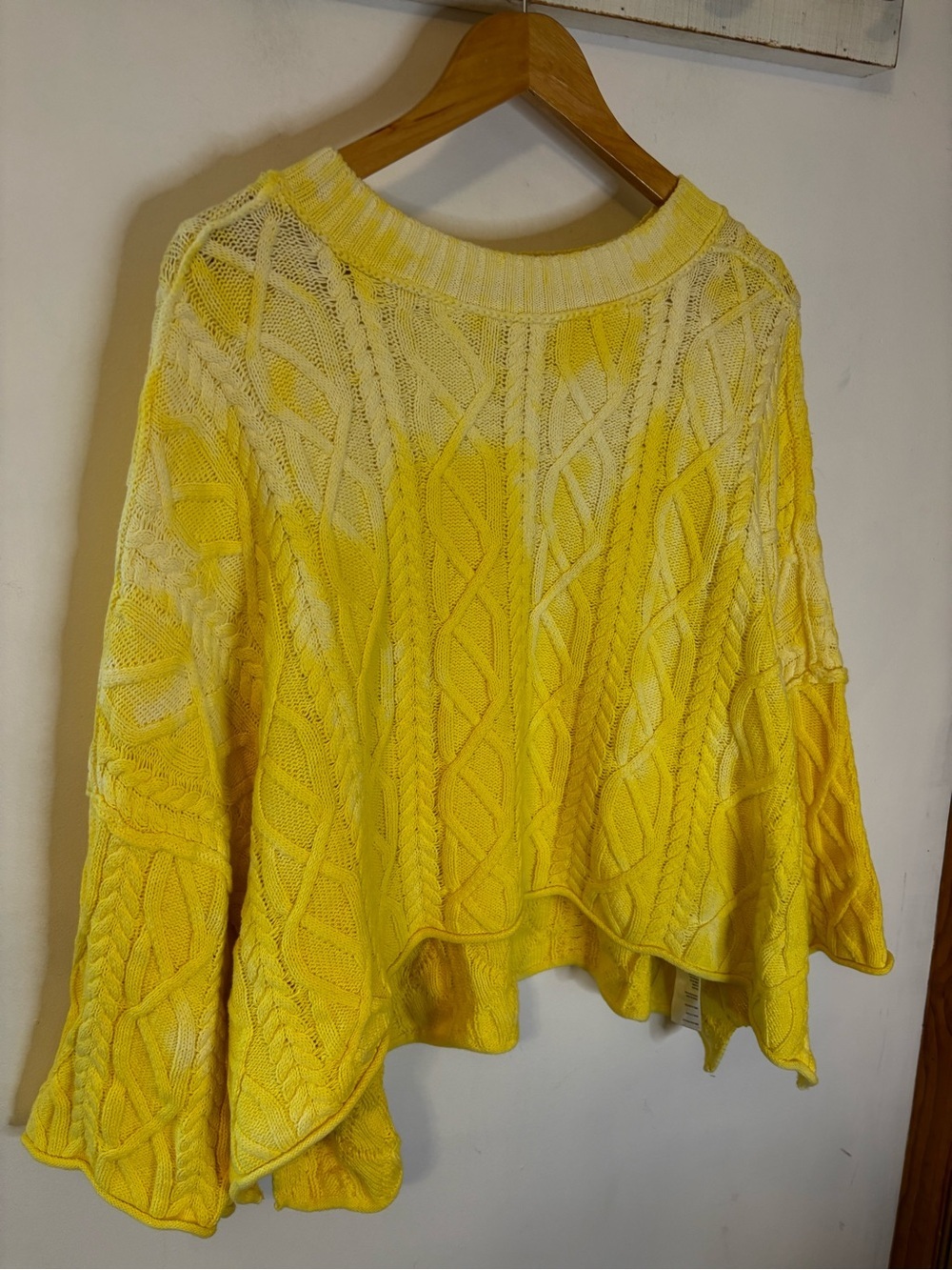 Free People Washed Ashore Oversized Yellow Cable Knit Fisherman Sweater - Picture 9 of 11